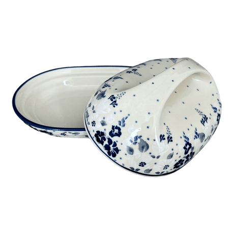 Butter Dish, Fancy, 5" x 7" in "Blue & White Trumpet Vines" by Manufaktura | M077U-JZ43