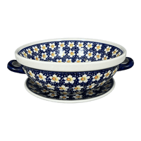 A picture of a Polish Pottery Bowl, Round, Berry Bowl, 9.75" in "Paperwhites" by Manufaktura | D038T-TJP as shown at PolishPotteryOutlet.com/products/9-75-berry-bowl-paperwhites-d038t-tjp