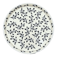 A picture of a Polish Pottery Tray, Round, 10.25" in "Black Spray" by Manufaktura | T153T-LISC as shown at PolishPotteryOutlet.com/products/round-tray-black-spray-t153t-lisc