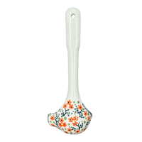 A picture of a Polish Pottery Gravy Ladle (Peach Blossoms) | L015S-AS46 as shown at PolishPotteryOutlet.com/products/7-5-gravy-ladle-peach-blossoms-l015s-as46