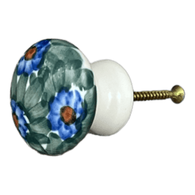 Polish Pottery Drawer Pull, 1.25", WR (WR67A) in "Impressionist's Dream" by W.R. Ceramika | WR67A-AB3 Additional Image at PolishPotteryOutlet.com