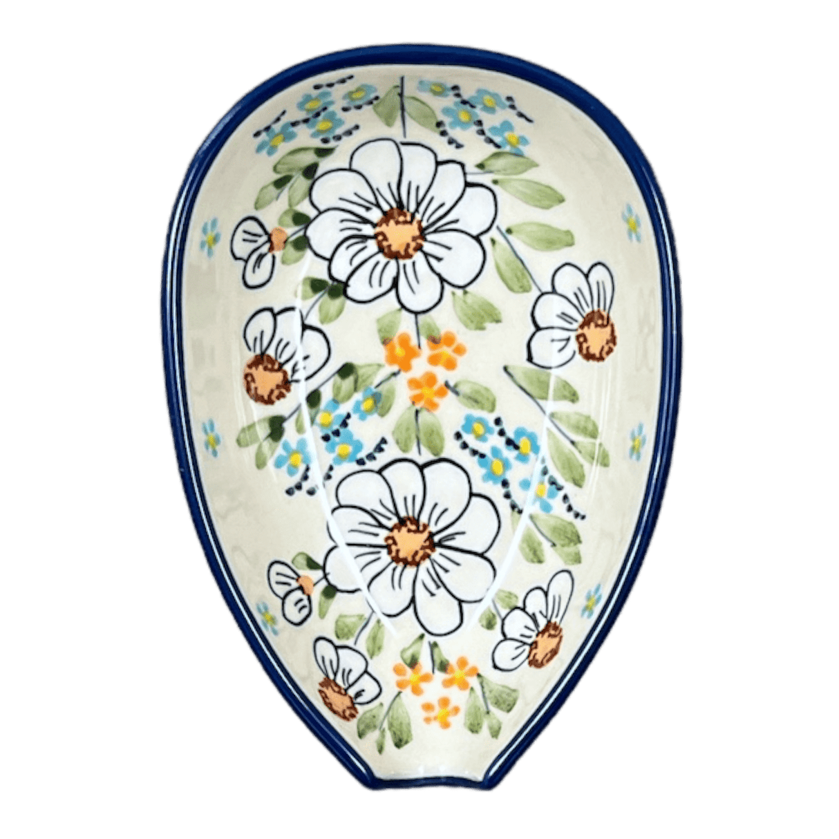 Spoon Rest, Small, 3.5" in "Daisy Bouquet" by Manufaktura | P093S-TAB3