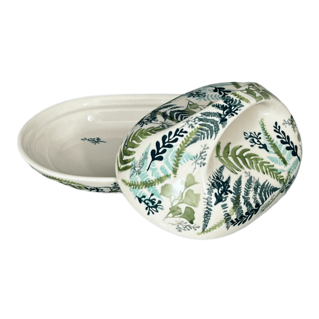 Butter Dish, Fancy, 5" x 7" in "Scattered Ferns" by Manufaktura | M077S-GZ39