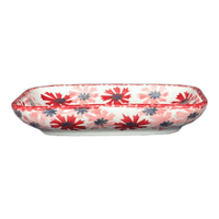 A picture of a Polish Pottery Soap Dish, 5" x 3.5" in "Scarlet Daisy" by Manufaktura | M191U-AS73 as shown at PolishPotteryOutlet.com/products/rectangular-soap-dish-scarlet-daisy-m191u-as73