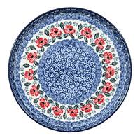 A picture of a Polish Pottery Tray, Round, 10" in "Rosie's Garden" by Ceramika Artystyczna | AE93-1490X as shown at PolishPotteryOutlet.com/products/10-round-tray-rosies-garden-ae93-1490x