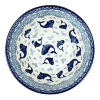 A picture of a Polish Pottery Bowl, Round, Kitchen, 7.75" in "Koi Pond" by Ceramika Artystyczna | A057-2372X as shown at PolishPotteryOutlet.com/products/7-75-bowl-koi-pond-a057-2372x