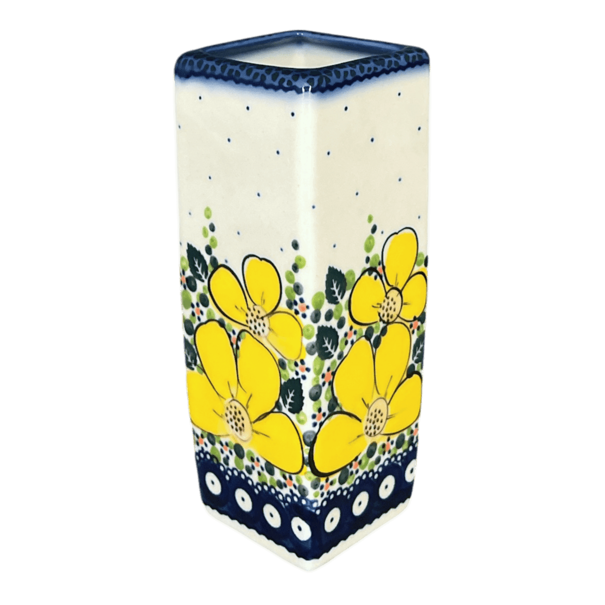 Vase, Square Vase, 6.5" in "Yellow Daisy Dot" by Galia | GW07-UJK1