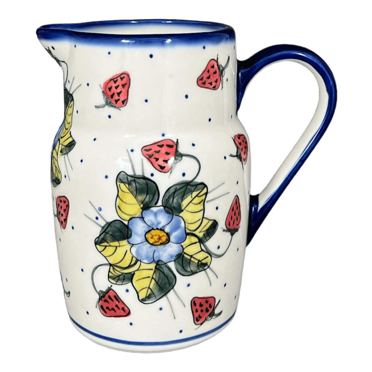 W.R. Pitcher, 40 oz, WR (WR7L) in "Strawberries & Blossoms" by W.R. Ceramika | WR7L-WR2