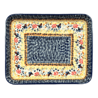 A picture of a Polish Pottery Baker, Rectangular, 10" x 13" in "Butterfly Bliss" by Manufaktura | P105S-WK73 as shown at PolishPotteryOutlet.com/products/10-x-13-rectangular-baker-butterfly-bliss-p105s-wk73