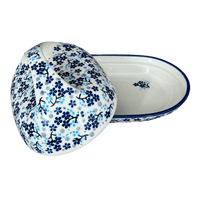 A picture of a Polish Pottery Fancy Butter Dish (Scattered Blues) | M077S-AS45 as shown at PolishPotteryOutlet.com/products/7-x-5-fancy-butter-dish-scattered-blues-m077s-as45