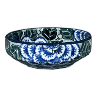 A picture of a Polish Pottery Bowl, Multiangular, 5" in "Blue Dahlia" by Ceramika Artystyczna | A221-U1473 as shown at PolishPotteryOutlet.com/products/c-a-multangular-bowl-blue-dahlia-a221-u1473