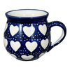 Polish Pottery Mug, Belly Mug, Small, 7 oz in "Sea of Hearts" by Manufaktura | K067T-SEA at PolishPotteryOutlet.com