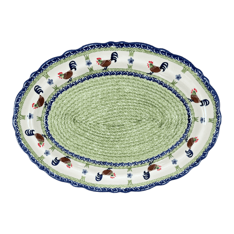 Platter, Oval, Scalloped, 16.75" x 12.25" Large in "Chicken Dance" by Manufaktura | P165U-P320