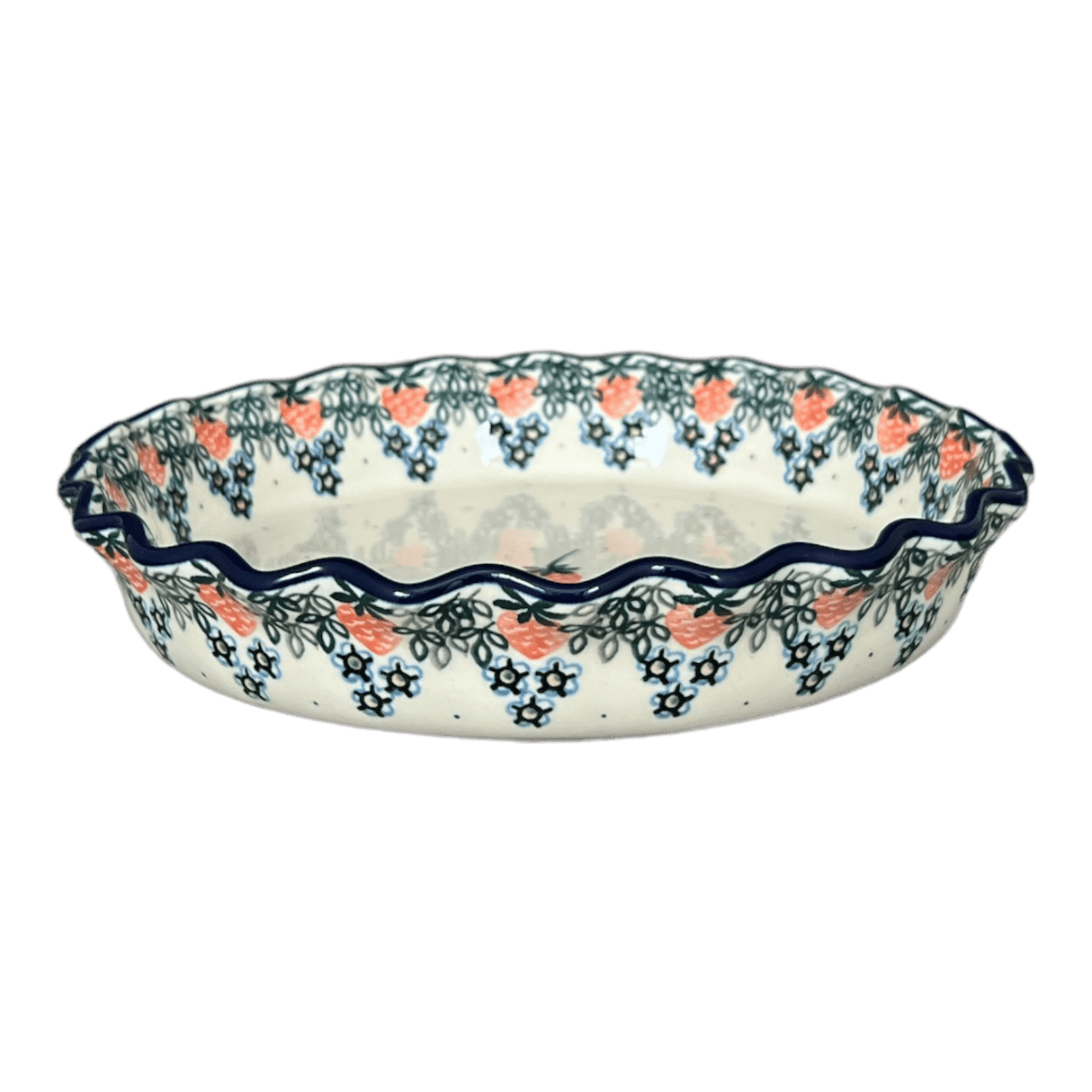 Quiche/Pie Dish, 10" in "Strawberry Patch" by Ceramika Artystyczna | A636-721X