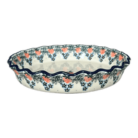 A picture of a Polish Pottery Quiche/Pie Dish, 10" in "Strawberry Patch" by Ceramika Artystyczna | A636-721X as shown at PolishPotteryOutlet.com/products/10-quiche-pie-dish-strawberry-patch-a636-721x