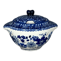 A picture of a Polish Pottery Bowl, Round, Sugar Bowl, 3" in "Blue Life" by Manufaktura | C003S-EO39 as shown at PolishPotteryOutlet.com/products/3-sugar-bowl-blue-life-c003s-eo39