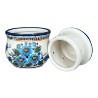 A picture of a Polish Pottery Zaklady Butter Crock (Julie's Garden) | Y1512-ART165 as shown at PolishPotteryOutlet.com/products/butter-crock-julies-garden-y1512-art165