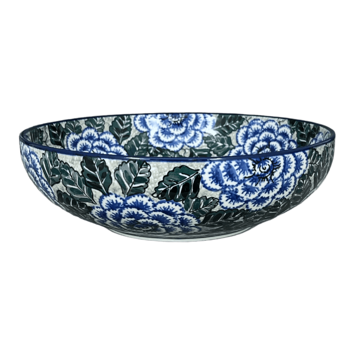 Bowl, Round, Serving, 10.5" in "Blue Dahlia" by Ceramika Artystyczna | AC36-U1473