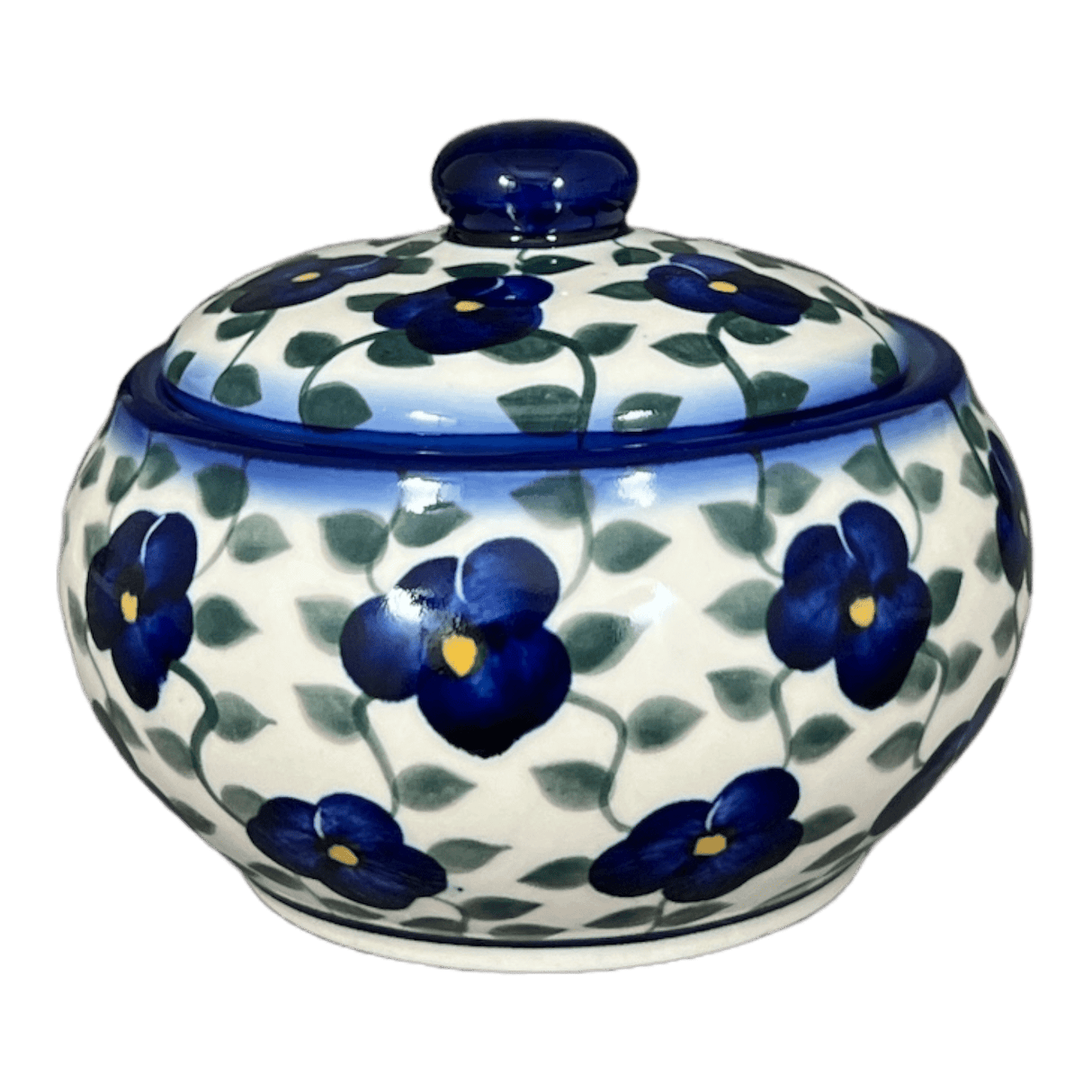 Container, Round, Covered, 5" x 4", WR (WR31I) in "Pansy Storm" by W.R. Ceramika | WR31I-EZ3