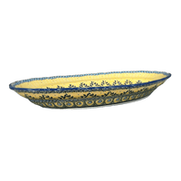 A picture of a Polish Pottery Large Scalloped Oval Platter (Sunnyside Up) | P165S-GAJ as shown at PolishPotteryOutlet.com/products/large-scalloped-oval-platter-sunnyside-up-p165s-gaj