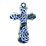 Cross, Large, 7.75" in "Blue Dahlia" by Ceramika Artystyczna | A533-U1473