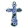 Polish Pottery Cross, Large, 7.75" in "Blue Dahlia" by Ceramika Artystyczna | A533-U1473 at PolishPotteryOutlet.com