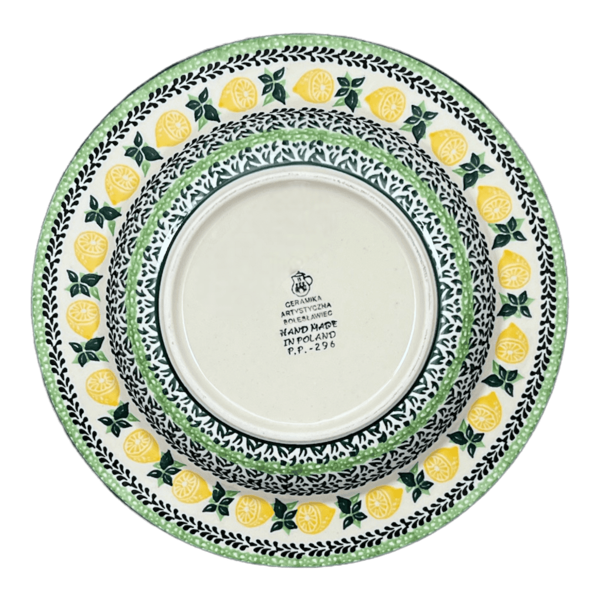 Plate, Round, Soup Plate, 9.25" in "Lemons and Leaves" by Ceramika Artystyczna | A014-2749X