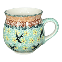 A picture of a Polish Pottery Small Belly Mug (Capistrano) | K067S-WK59 as shown at PolishPotteryOutlet.com/products/7-oz-belly-mug-capistrano-k067s-wk59