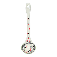 A picture of a Polish Pottery Ladle, Soup, 12" in "Cherry Blossoms" by Manufaktura | C020S-DPGJ as shown at PolishPotteryOutlet.com/products/12-soup-ladle-cherry-blossoms-c020s-dpgj