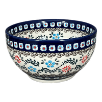 A picture of a Polish Pottery Zaklady Deep 6.25" Bowl (Climbing Aster) | Y1755A-A1145A as shown at PolishPotteryOutlet.com/products/6-25-bowl-climbing-aster-y1755a-a1145a