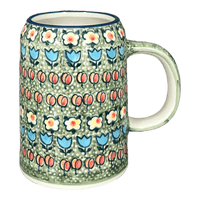 A picture of a Polish Pottery Small Tankard (Amsterdam) | K054S-LK as shown at PolishPotteryOutlet.com/products/22-oz-bavarian-tankard-amsterdam-k054s-lk