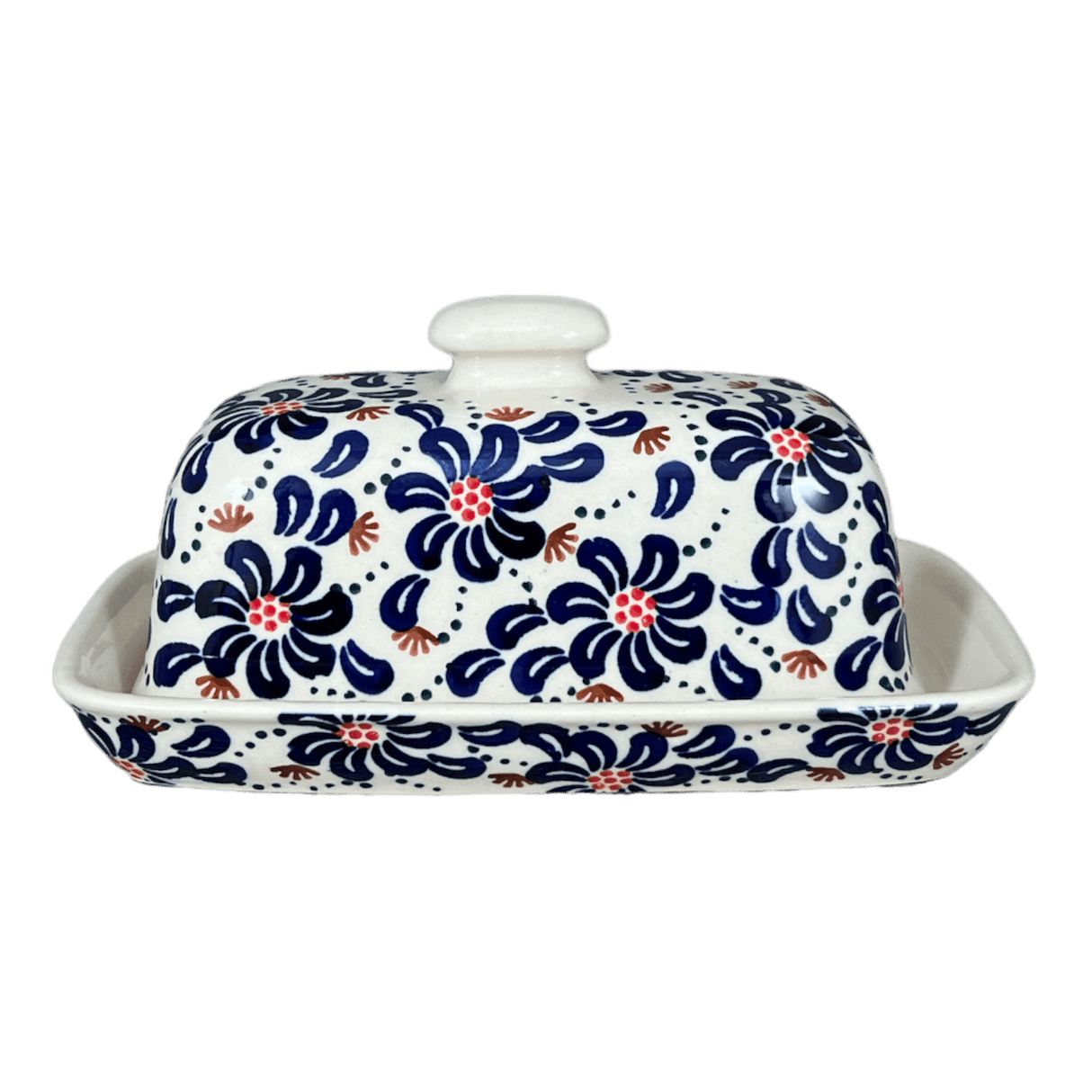 Butter Dish, American, 4" x 7.5" in "Floral Fireworks" by Manufaktura | M074U-BSAS