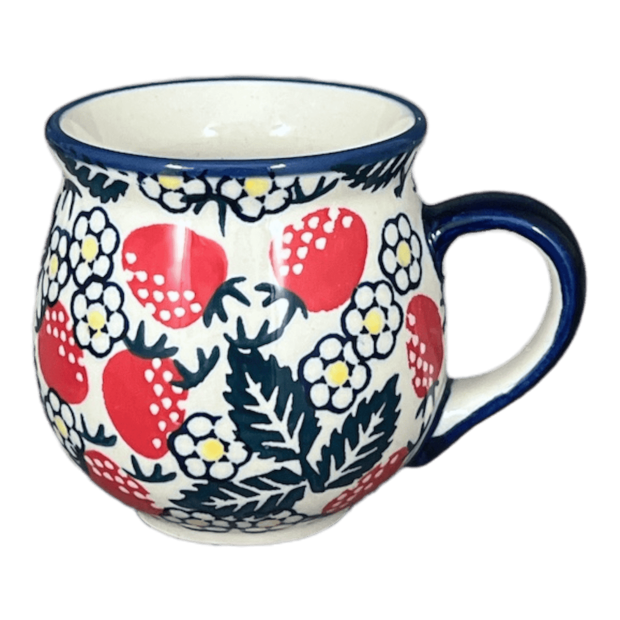 Mug, Belly Mug, Small, 7 oz in "Strawberry Fields" by Manufaktura | K067U-AS59