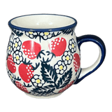 Mug, Belly Mug, Small, 7 oz in "Strawberry Fields" by Manufaktura | K067U-AS59