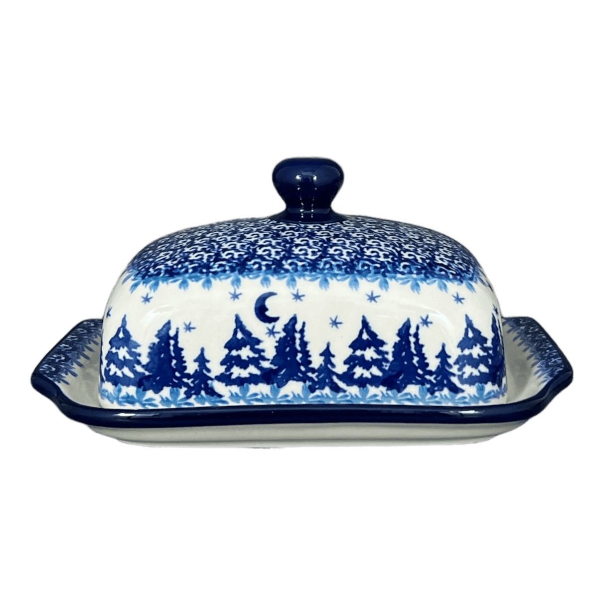 Butter Dish, 7" x 5.5" in "Winter Skies" by Ceramika Artystyczna | A295-2826X