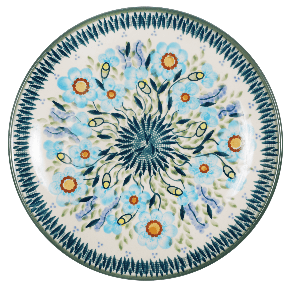 Plate, Round, Salad, 8.5" in "Baby Blue Blossoms - Solid Rim" by Manufaktura | T134S-JS49A