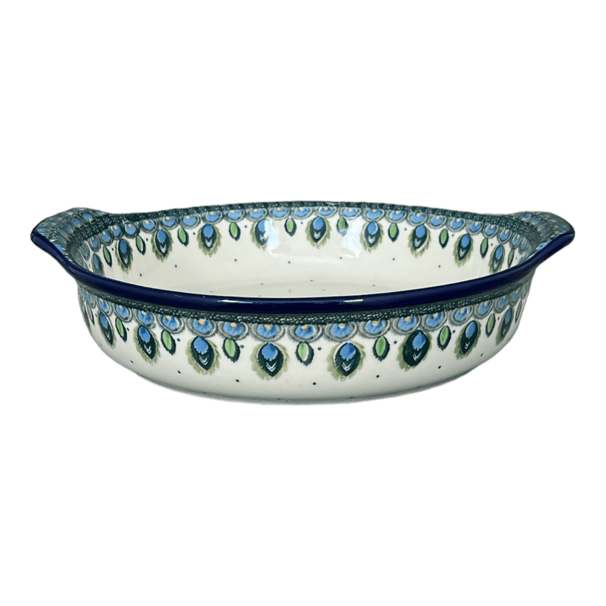 Baker, Round Handles, 10.25" in "Peacock Plume" by Ceramika Artystyczna | A417-2218X