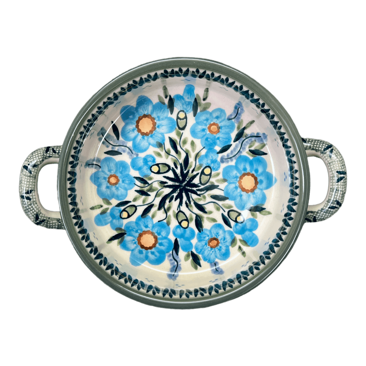 Casserole, Round, Small, 5" x 7.5" in "Baby Blue Blossoms - Solid Rim" by Manufaktura | Z153S-JS49A