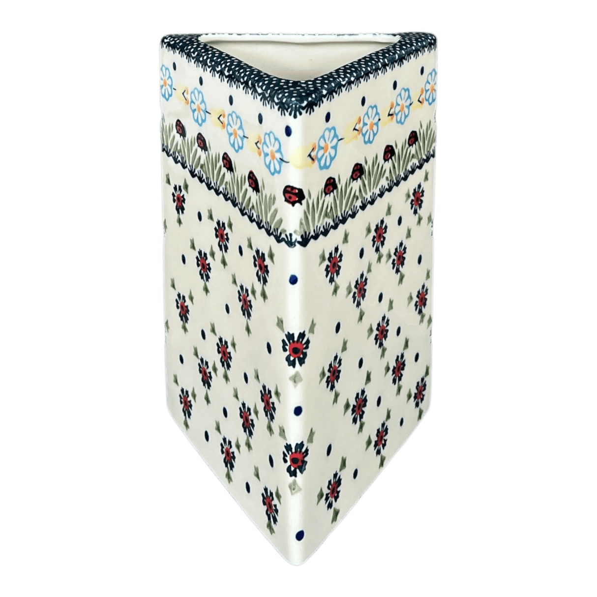 Vase, Triangular, 8" x 4.75" in "Lady Bugs" by Manufaktura | W027T-IF45