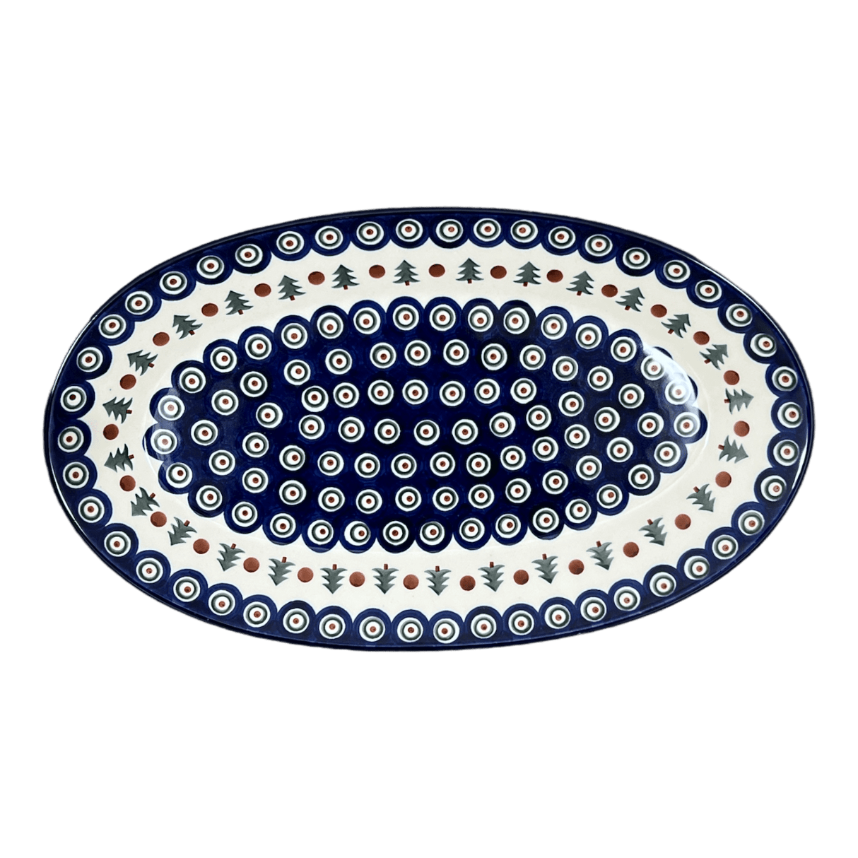 Platter, Oval, 17.5" in "Peacock Pine" by Ceramika Artystyczna | A200-366X