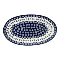 A picture of a Polish Pottery Platter, Oval, 17.5" in "Peacock Pine" by Ceramika Artystyczna | A200-366X as shown at PolishPotteryOutlet.com/products/c-a-17-5-oval-platter-peacock-pine-a200-366x