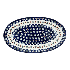 Polish Pottery Platter, Oval, 17.5" in "Peacock Pine" by Ceramika Artystyczna | A200-366X Additional Image at PolishPotteryOutlet.com