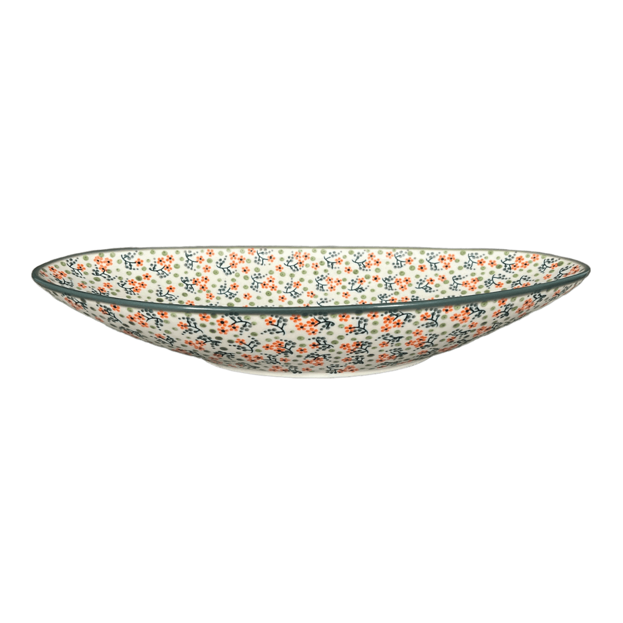 Bowl, Oblong, Serving, Large, 15.75" x 8.25" in "Peach Blossoms - Solid Rim" by Manufaktura | M168S-AS46A