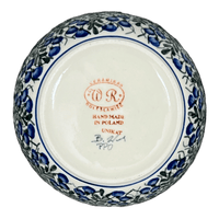 A picture of a Polish Pottery Bowl, Round, 7", WR (WR12C) in "Modern Blue Cascade" by W.R. Ceramika | WR12C-GP1 as shown at PolishPotteryOutlet.com/products/7-bowl-modern-blue-cascade-wr12c-gp1