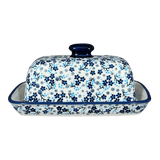 Butter Dish, American, 4" x 7.5" in "Scattered Blues" by Manufaktura | M074S-AS45