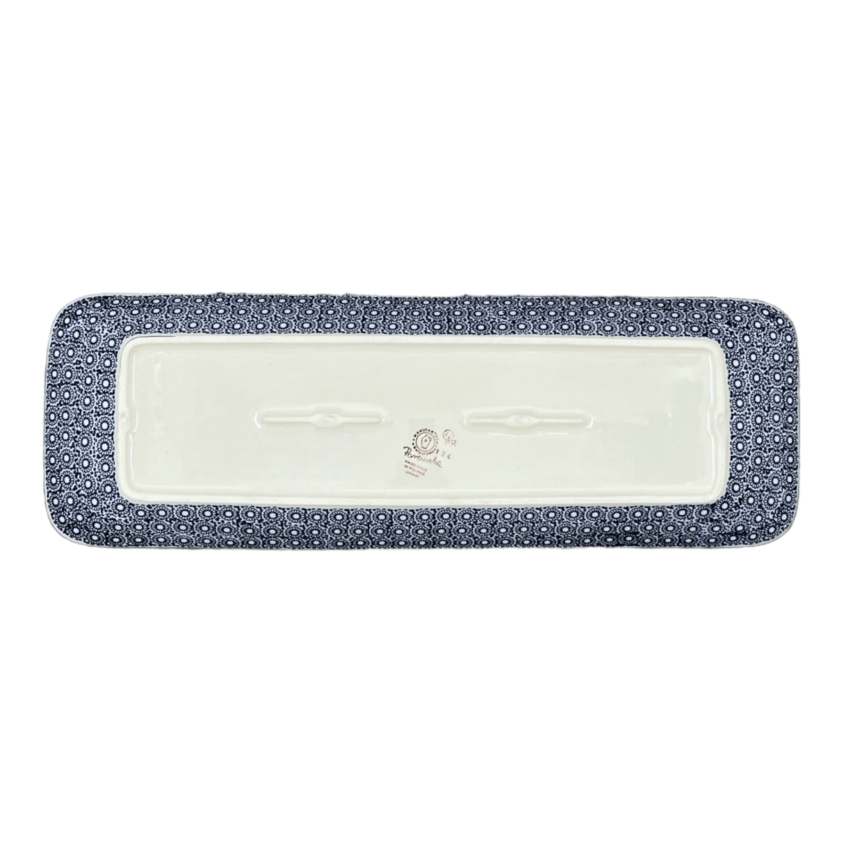 Platter, Rectangular, Long, 19.5" x 6.75" in "Duet in Blue" by Manufaktura | P204S-SB01