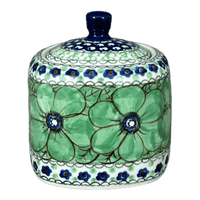 A picture of a Polish Pottery Bowl, Square, Sugar Bowl, 4" in "Green Goddess" by Ceramika Artystyczna | AF38-U408A as shown at PolishPotteryOutlet.com/products/4-sugar-bowl-green-goddess-af38-u408a