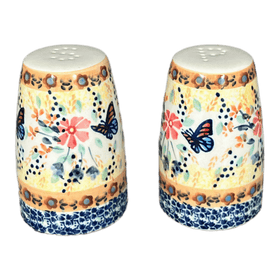 Polish Pottery 3.75" Salt and Pepper (Butterfly Bliss) | S086S-WK73 Additional Image at PolishPotteryOutlet.com