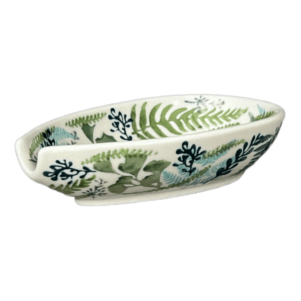 Spoon Rest, Small, 3.5" in "Scattered Ferns" by Manufaktura | P093S-GZ39