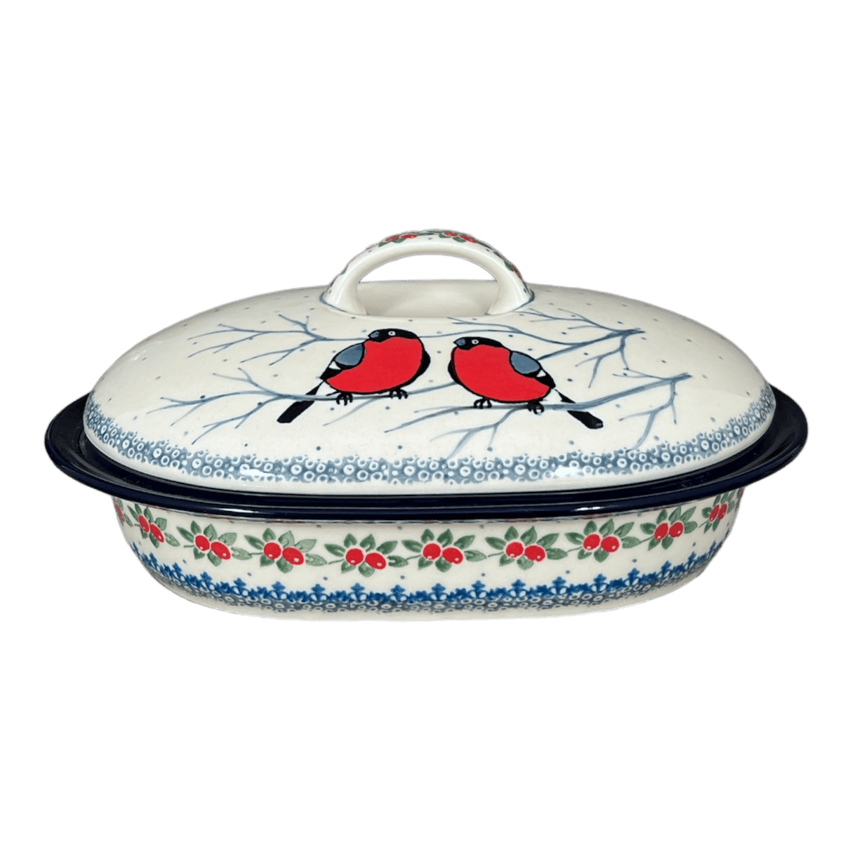 Casserole, Covered, 10" x 7.75" Small in "Bullfinch Berries" by Ceramika Artystyczna | A617-U4917